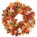 22" Mixed Maple & Oak Leaf Silk Wreath -Brown/Green (Pack of 4) - PWM901-BR/GR