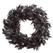 14" Silk Nageia Nagi Leaf Wreath -Black (Pack of 4) - PWN273-BK