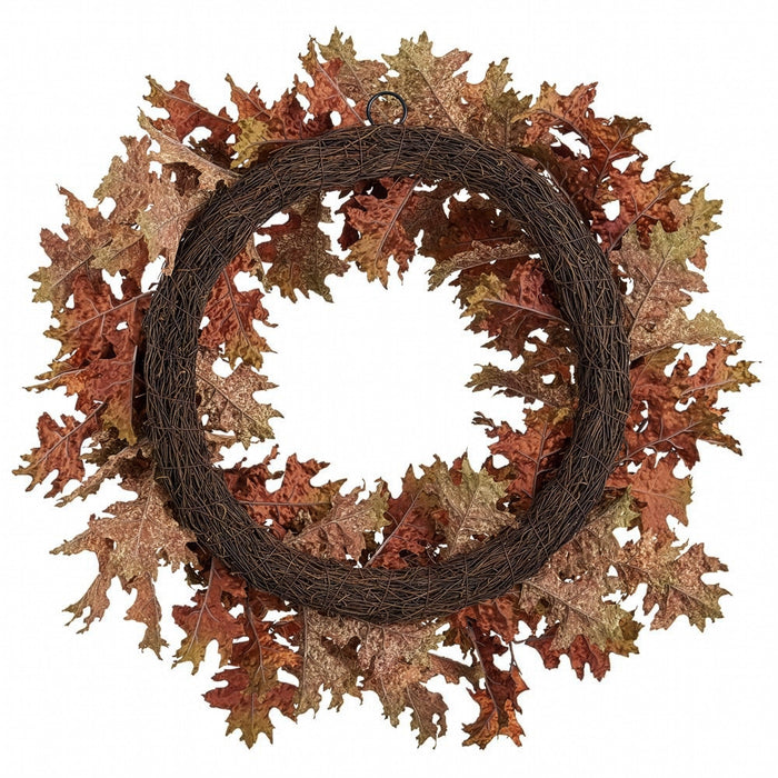 30" Artificial Oak Leaf Wreath -2 Tone Brown (Pack of 2) - PWO005-BR/TT