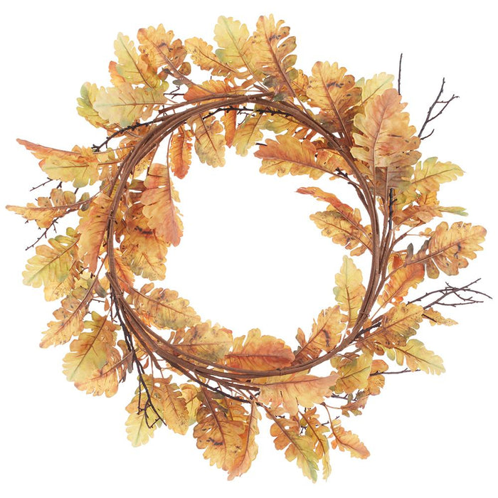 24" Oak Leaf Silk Wreath -2 Tone Mustard (Pack of 2) - PWO330-MD/TT