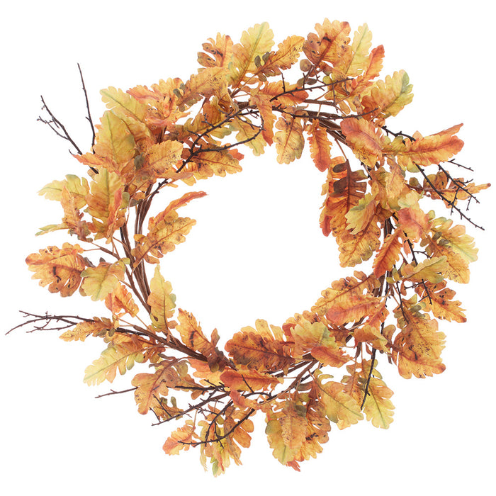 24" Oak Leaf Silk Wreath -2 Tone Mustard (Pack of 2) - PWO330-MD/TT