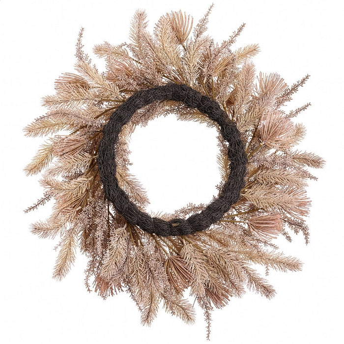 24" Artificial Pine Wreath -Beige/Brown (Pack of 3) - PWP100-BE/BR