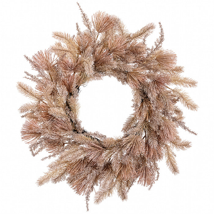 24" Artificial Pine Wreath -Beige/Brown (Pack of 3) - PWP100-BE/BR