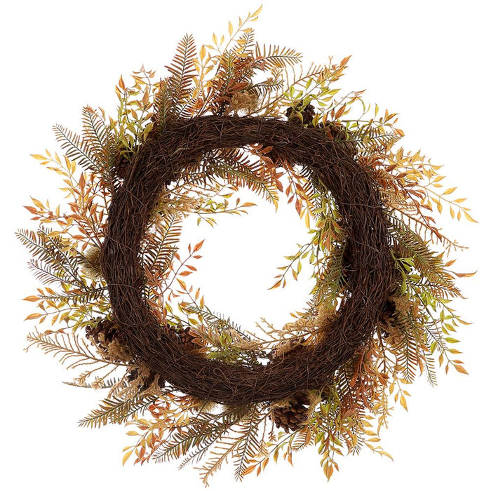 24" Pinecone & Thistle Artificial Wreath -Brown/Green (Pack of 4) - PWP207-BR/GR