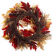 22" Silk Pinecone, Berry, Corn Husk & Maple Leaf Wreath -Green/Brown (Pack of 4) - PWP261-GR/BR