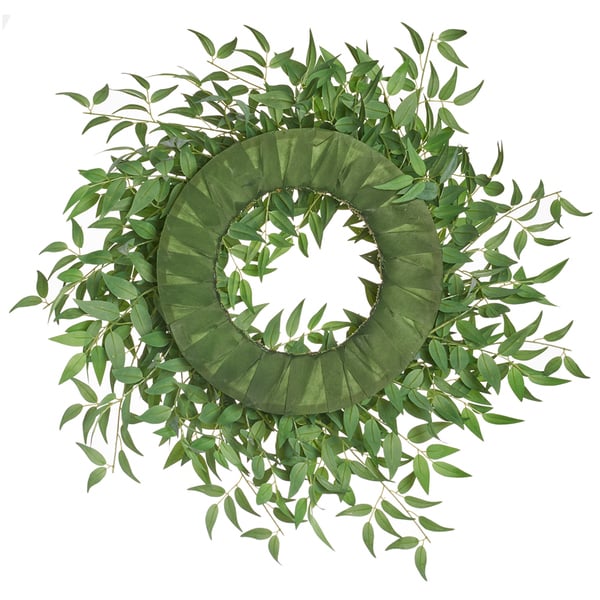 31" Silk Italian Rusccus Leaf Hanging Wreath -Green/Gray (pack of 2) - PWR131-GR/GY