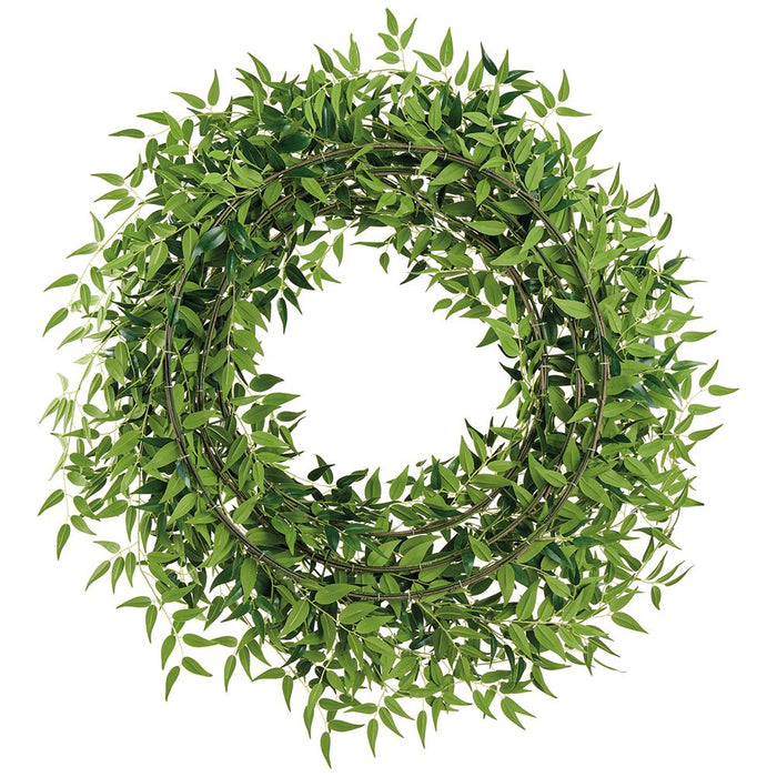 34" Italian Ruscus Leaf Artificial Wreath -Green - PWR234-GR