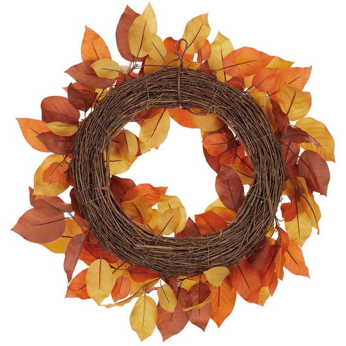 24" Salal Leaf Silk Wreath -2 Tone Brown (Pack of 6) - PWS443-BR/TT