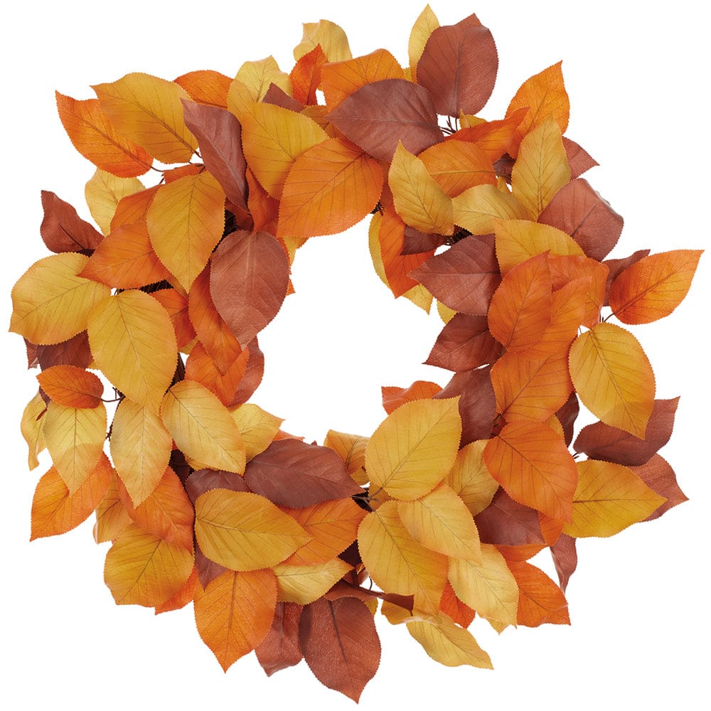 24" Salal Leaf Silk Hanging Wreath -2 Tone Brown | Fall Wreaths — Silks ...