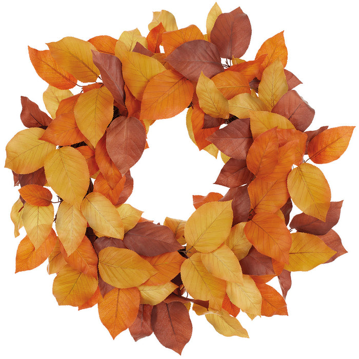 24" Salal Leaf Silk Wreath -2 Tone Brown (Pack of 6) - PWS443-BR/TT