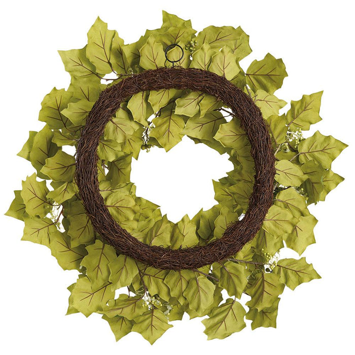 28" Seeded Solamum Leaf Silk Wreath -Green (Pack of 2) - PWS702-GR