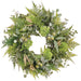 27" Silk Eucalyptus, Sedum & Fern Hanging Wreath -Green - PWX426-GR