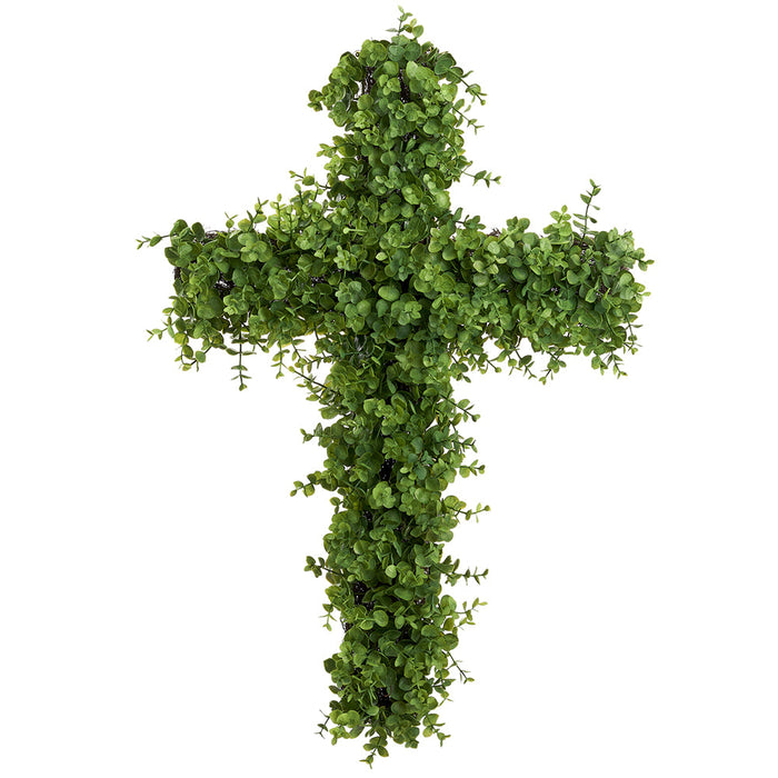 28"Hx20"W Boxwood Cross-Shaped Artificial Topiary -Green (pack of 2) - PZB301-GR