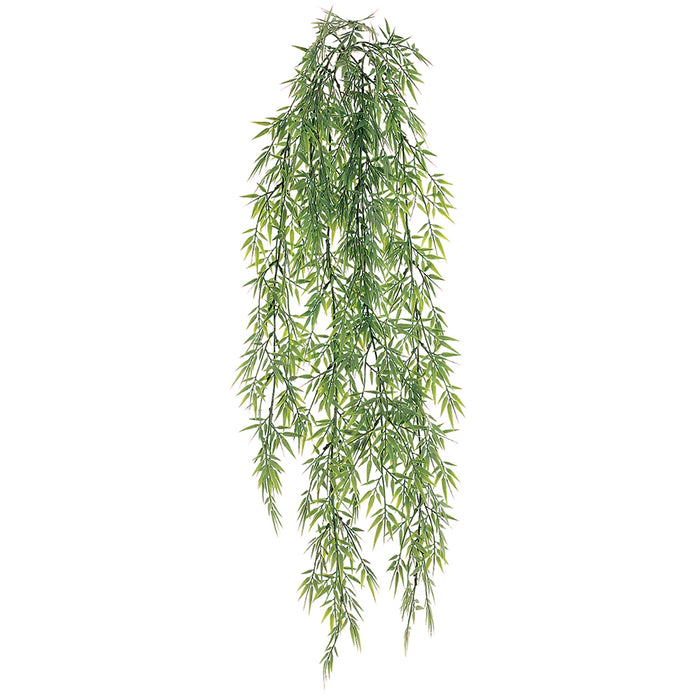 mini fake hanging plants 32" Mini Bamboo Artificial Hanging Plant -Frosted Green — Silks Are Forever