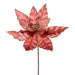 24"Hx13"W Sequin Velvet Artificial Poinsettia Flower Stem -Rose Gold (Pack of 12) - RG221358
