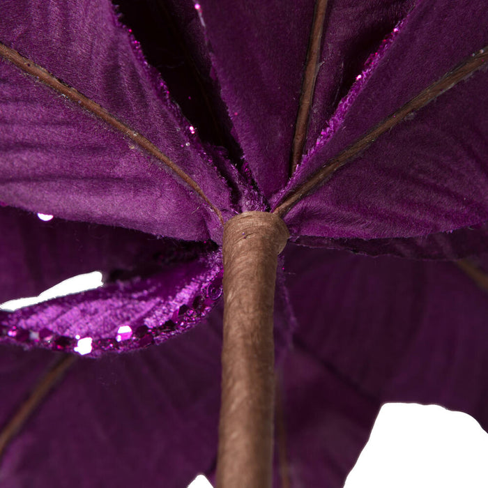 24"Hx13"W Sequin Velvet Artificial Poinsettia Flower Stem -Purple (Pack of 12) - RG221366