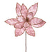24"Hx13"W Sequin Velvet Artificial Poinsettia Flower Stem -Pink (Pack of 12) - RG221379