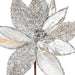 21.5"Hx11"W Glittered Artificial Poinsettia Flower Stem -Silver (Pack of 12) - RG230107