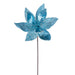 21.5"Hx11"W Glittered Artificial Poinsettia Flower Stem -Turquoise (Pack of 12) - RG230112