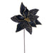 21.5"Hx11"W Glittered Artificial Poinsettia Flower Stem -Black (Pack of 12) - RG230117