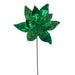 21.5"Hx11"W Glittered Artificial Poinsettia Flower Stem -Midnight Green (Pack of 12) - RG230174