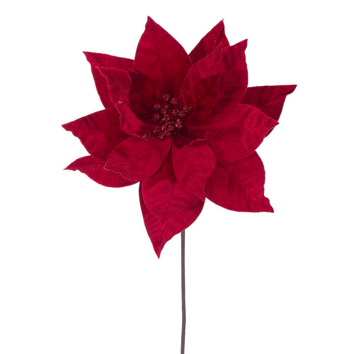 21.5"Hx12"W Artificial Poinsettia Flower Stem -Red (Pack of 12) - RG232703
