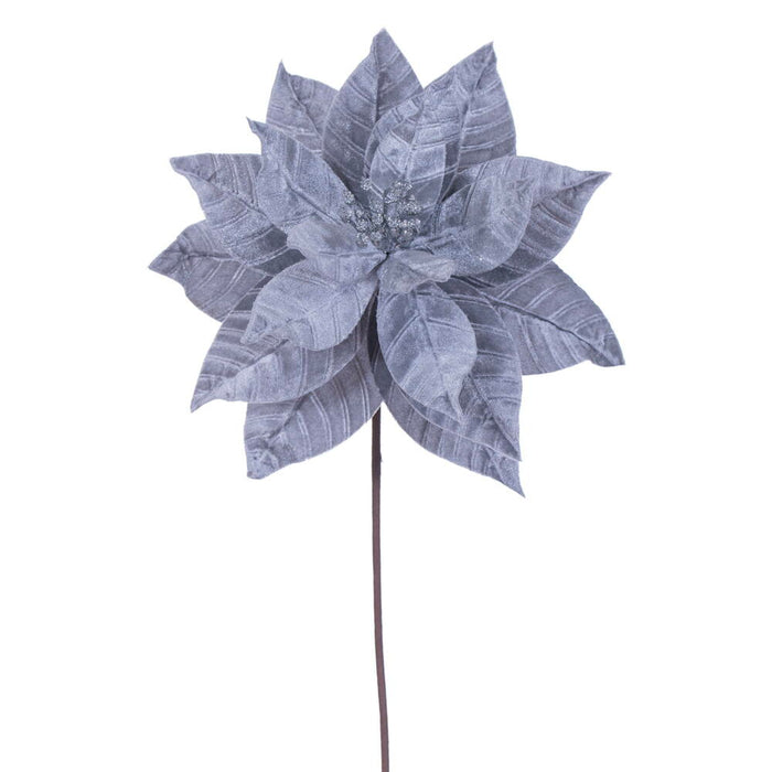 21.5"Hx12"W Artificial Poinsettia Flower Stem -Silver (Pack of 12) - RG232707