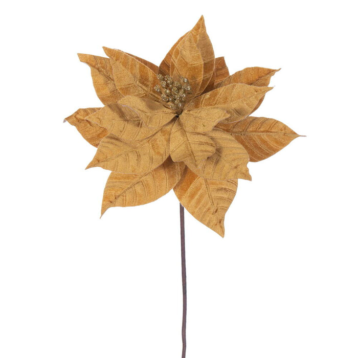 21.5"Hx12"W Artificial Poinsettia Flower Stem -Gold (Pack of 12) - RG232708