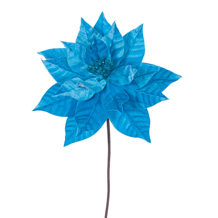 21.5"Hx12"W Artificial Poinsettia Flower Stem -Turquoise (Pack of 12) - RG232712