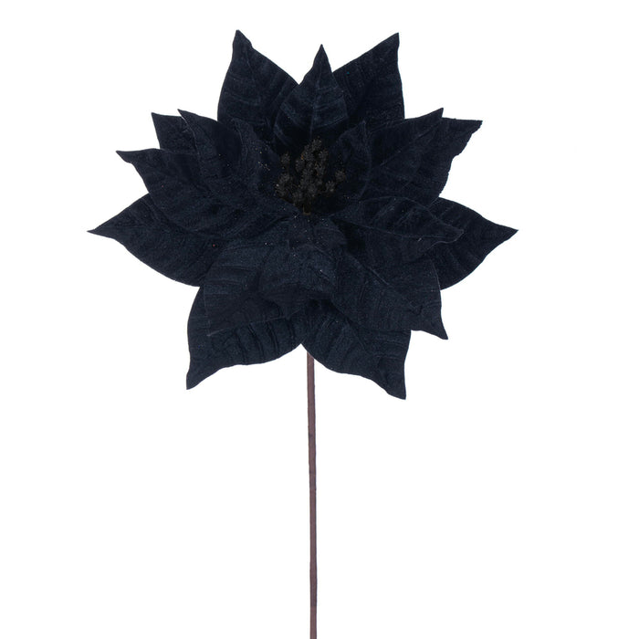 21.5"Hx12"W Artificial Poinsettia Flower Stem -Black (Pack of 12) - RG232717