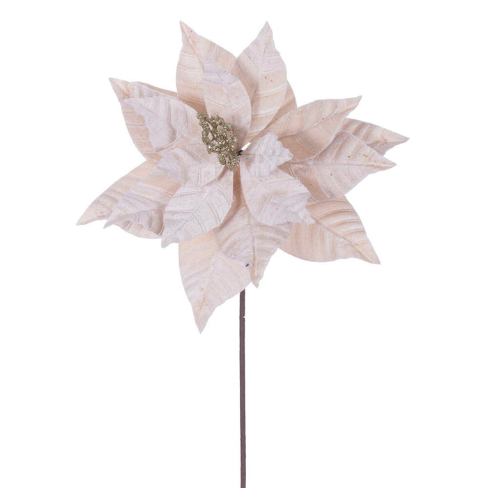 21.5"Hx12"W Artificial Poinsettia Flower Stem -Champagne (Pack of 12) - RG232738