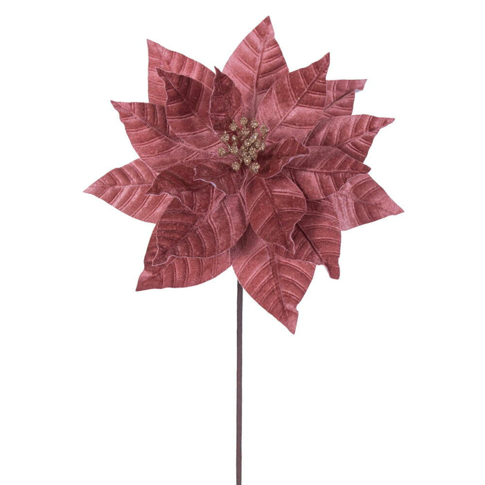21.5"Hx12"W Artificial Poinsettia Flower Stem -Rose Gold (Pack of 12) - RG232758