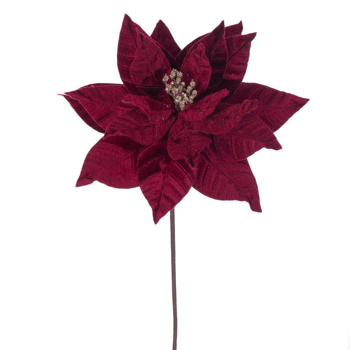 21.5"Hx12"W Artificial Poinsettia Flower Stem -Burgundy (Pack of 12) - RG232765