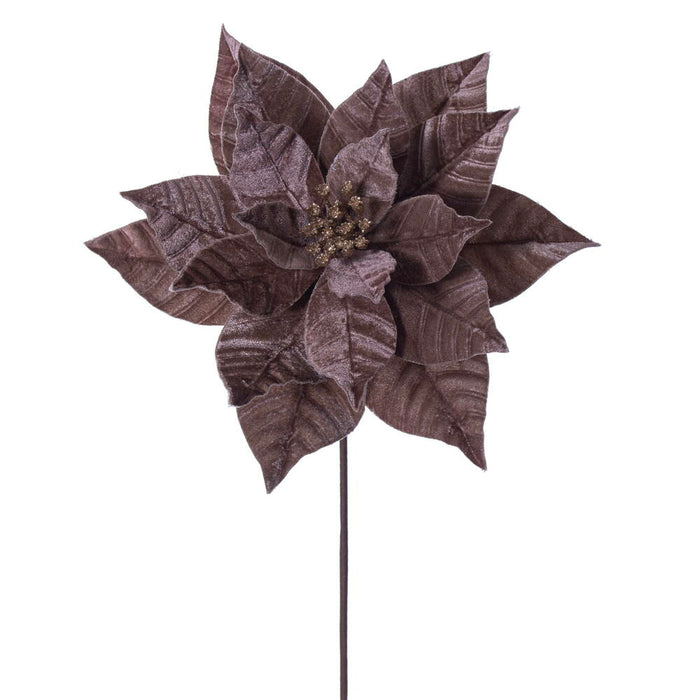 21.5"Hx12"W Artificial Poinsettia Flower Stem -Mocha (Pack of 12) - RG232776