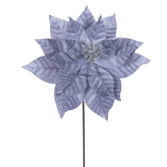 21.5"Hx12"W Artificial Poinsettia Flower Stem -Pewter (Pack of 12) - RG232787