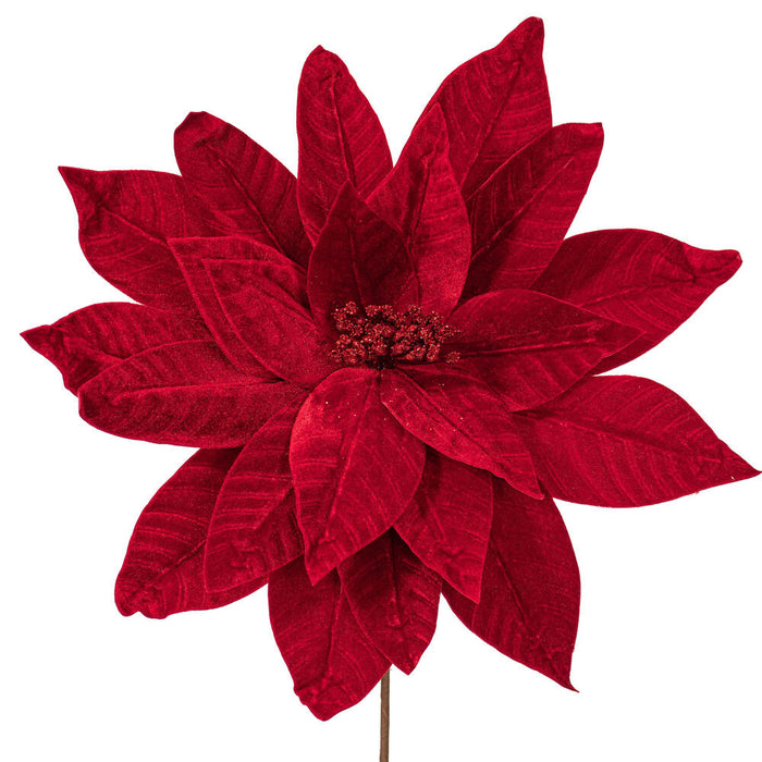 21.5"Hx18"W Artificial Poinsettia Flower Stem -Red (Pack of 6) - RG233103