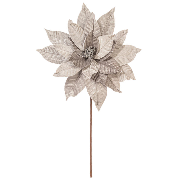 21.5"Hx18"W Artificial Poinsettia Flower Stem -Silver (Pack of 6) - RG233107