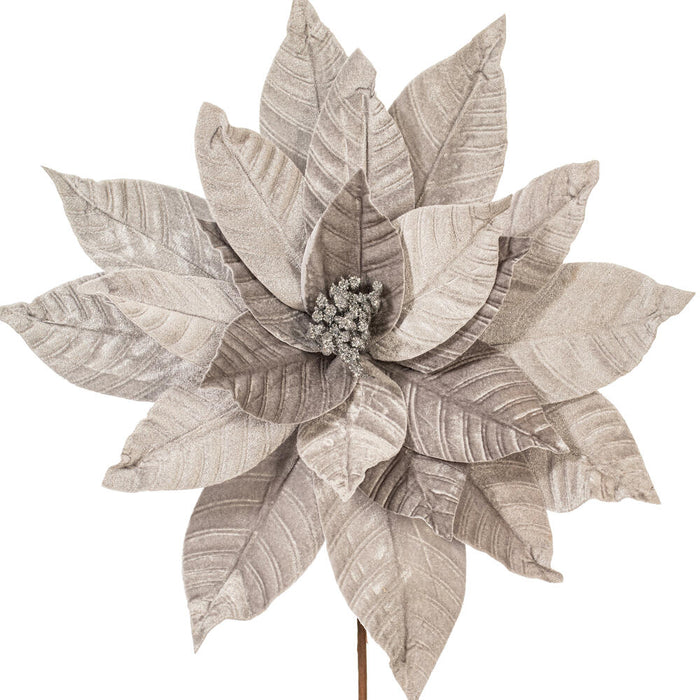 21.5"Hx18"W Artificial Poinsettia Flower Stem -Silver (Pack of 6) - RG233107