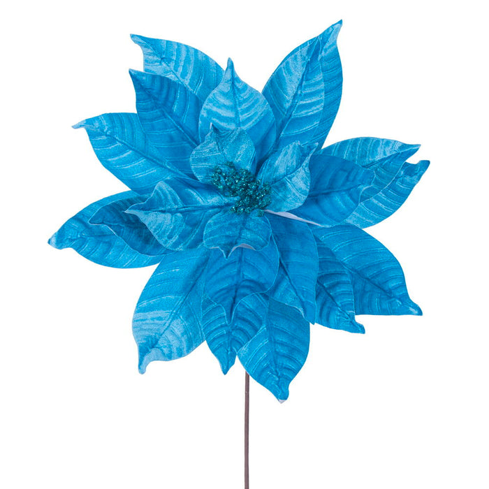 21.5"Hx18"W Artificial Poinsettia Flower Stem -Turquoise (Pack of 6) - RG233112