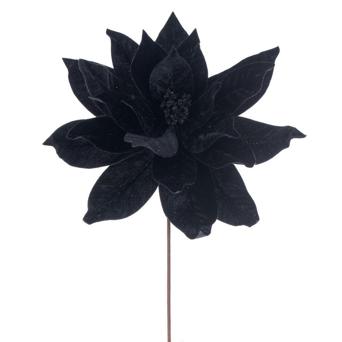 21.5"Hx18"W Artificial Poinsettia Flower Stem -Black (Pack of 6) - RG233117
