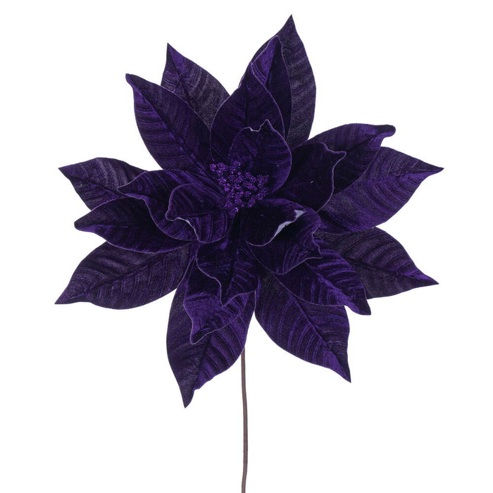 21.5"Hx18"W Artificial Poinsettia Flower Stem -Plum (Pack of 6) - RG233126