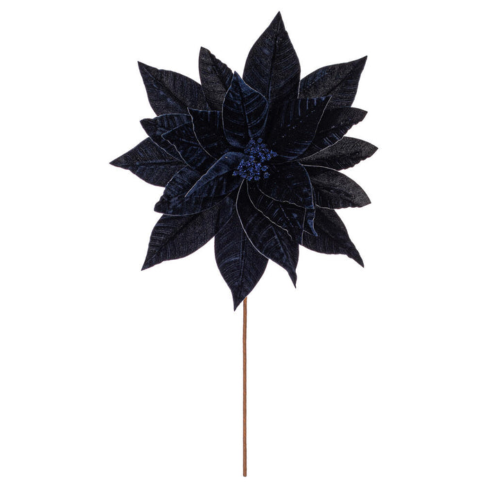 21.5"Hx18"W Artificial Poinsettia Flower Stem -Midnight Blue (Pack of 6) - RG233131