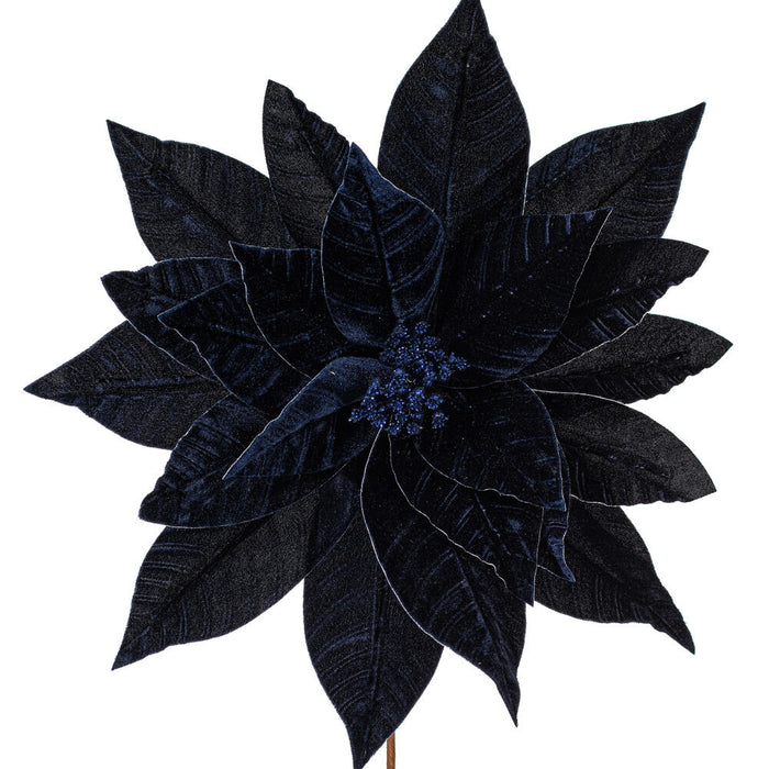 21.5"Hx18"W Artificial Poinsettia Flower Stem -Midnight Blue (Pack of 6) - RG233131