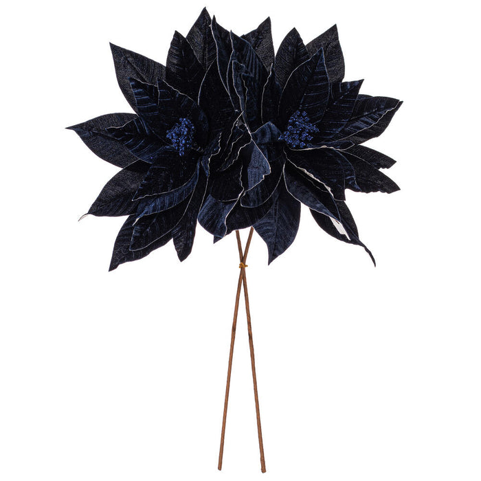 21.5"Hx18"W Artificial Poinsettia Flower Stem -Midnight Blue (Pack of 6) - RG233131