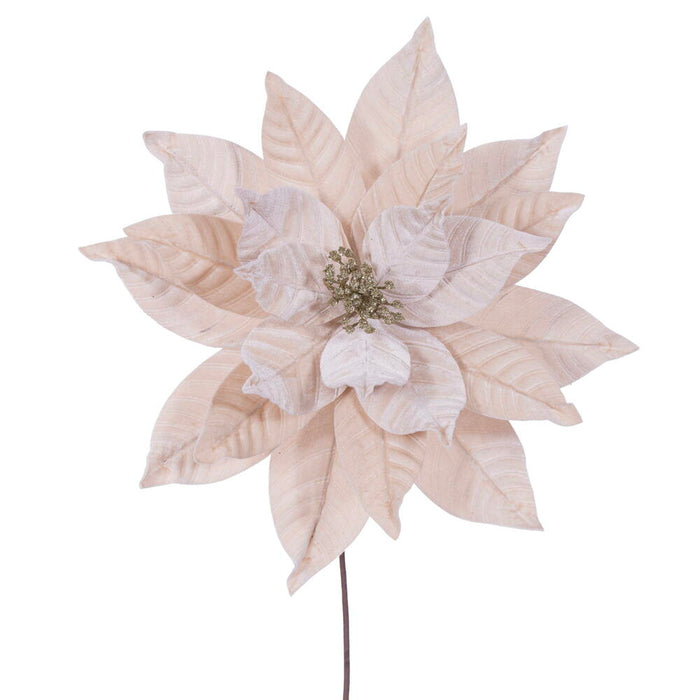 21.5"Hx18"W Artificial Poinsettia Flower Stem -Champagne (Pack of 6) - RG233138