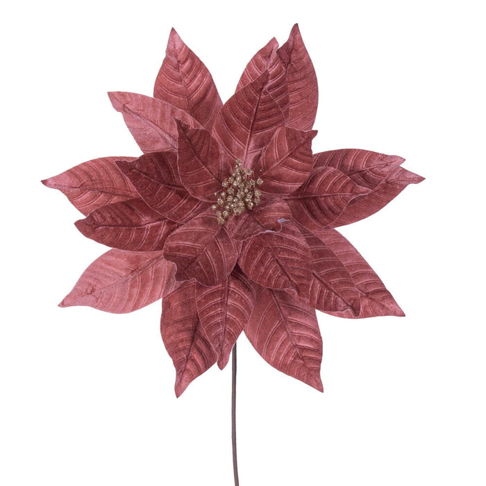 21.5"Hx18"W Artificial Poinsettia Flower Stem -Rose Gold (Pack of 6) - RG233158