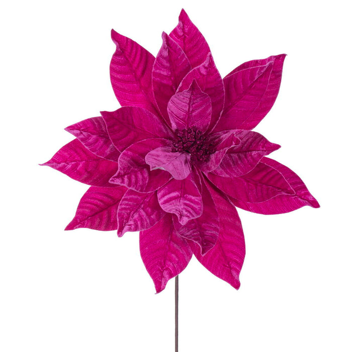 21.5"Hx18"W Artificial Poinsettia Flower Stem -Hot Pink (Pack of 6) - RG233159