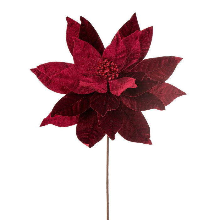 21.5"Hx18"W Artificial Poinsettia Flower Stem -Burgundy (Pack of 6) - RG233165