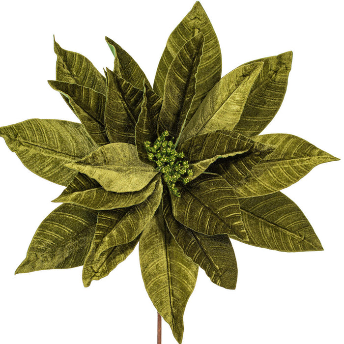 21.5"Hx18"W Artificial Poinsettia Flower Stem -Lime (Pack of 6) - RG233173