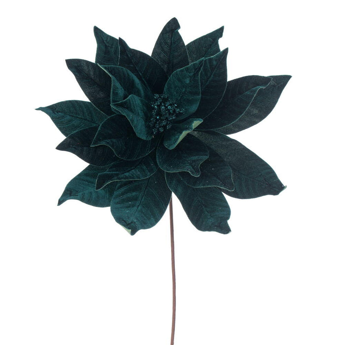 21.5"Hx18"W Artificial Poinsettia Flower Stem -Midnight Green (Pack of 6) - RG233174